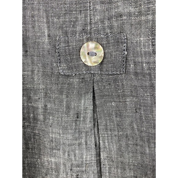 tsd Two Star Dog Size M Gray Button Up Linen Top - Picture 3 of 7